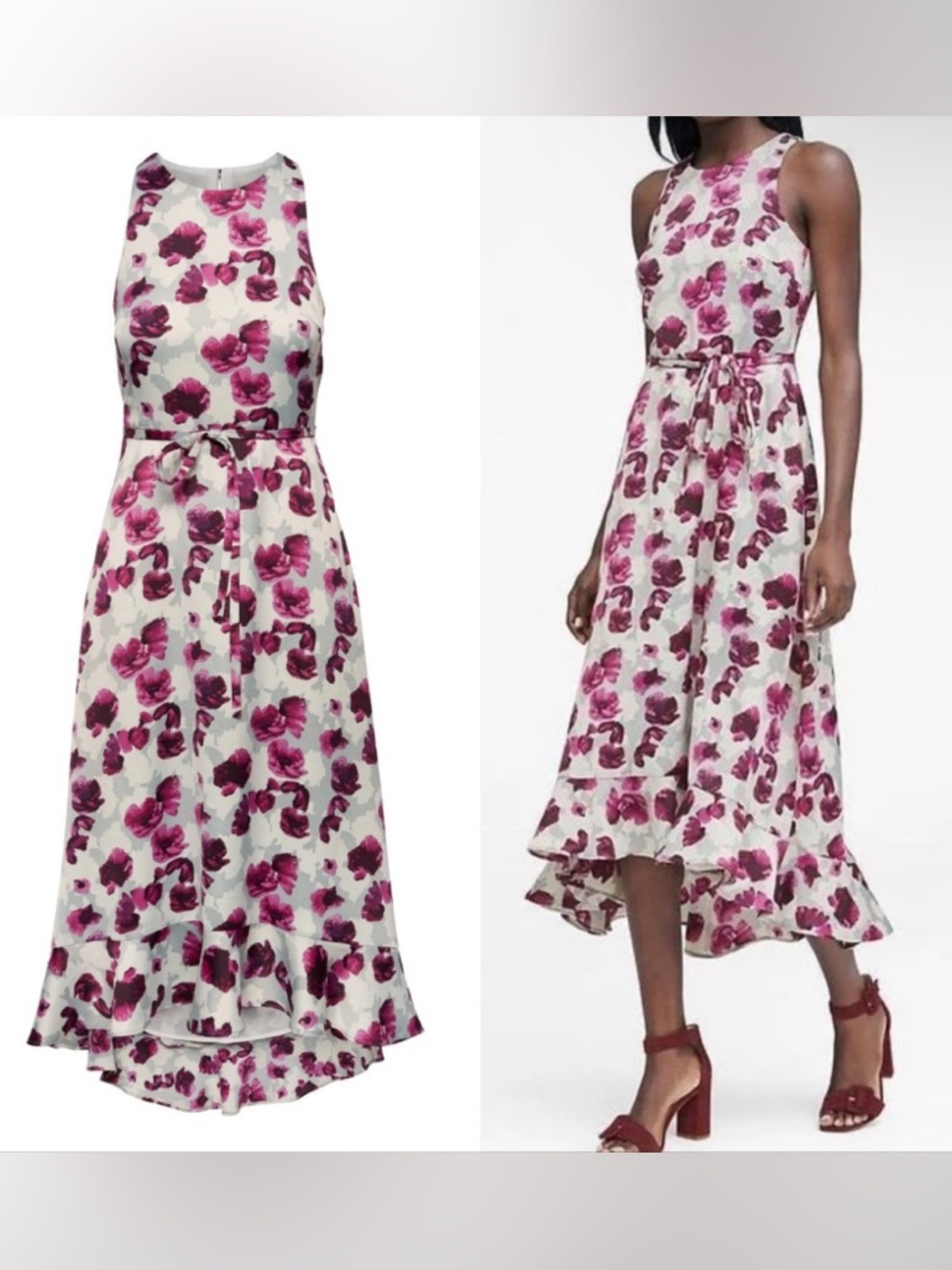 Banana Republic Floral Fit and Flare Maxi Dress Purple Poppy